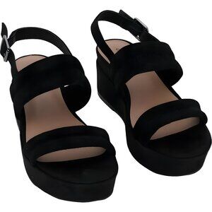 Aqua College Women's Black Platform Slingback Sandals Size 8M